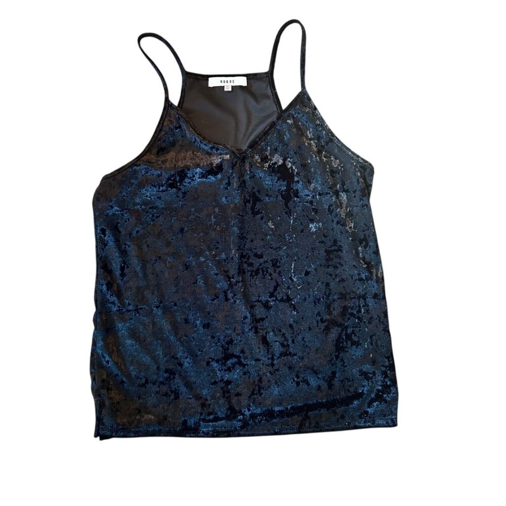 Ro&De Black Crushed Velvet Camisole XS